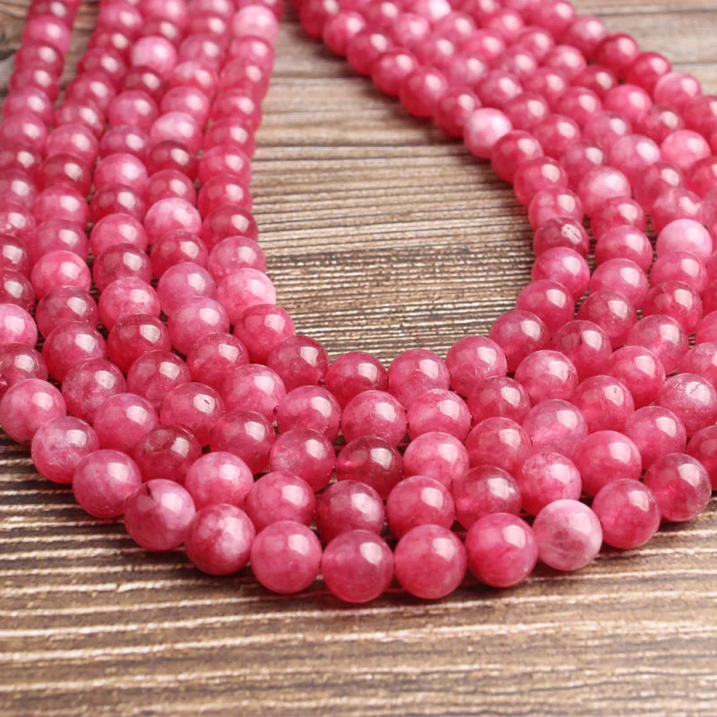 LingXiang модные натуральный ювелирные изделия из жемчуга 6/8 мм розово-красные нефриты бусины на возраст от 4 до 12 лет мм DIY браслет ожерелье аксессуары