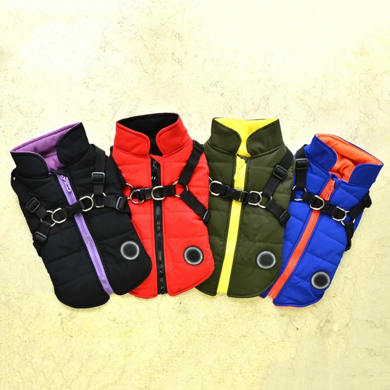 Waterproof Dog Harness Jacket Pet Dog Clothes Puppy Winter Warm Pet Clothing Vest For Small Dogs Shih Tzu Chihuahua Pug Coats