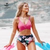 CUPSHE-Conjunto de Bikini de cintura alta con estampado Floral y rosa, bañador Sexy de realce de dos piezas, trajes de baño de playa, novedad de 2022 ► Foto 3/6