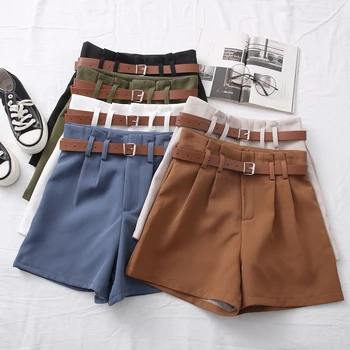 Vintage Casual Harajuku Wide Shorts With Belt  2
