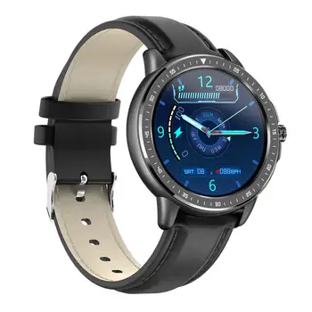 

CF19 Smart Watch Circle Full Touch Screen Leather Strap Sport IP67 Waterproof Fitness Tracker Heart Rate Monitor Smart Wristband