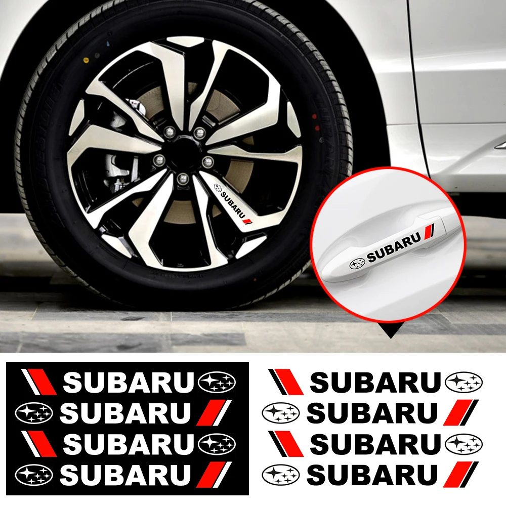 

4Pcs Car Styling Creative Car Door Handle Decals Design Stickers Vinyls For Subaru Impreza Forester Tribeca XV BRZ car styling