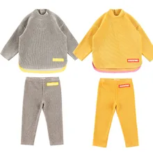 Bebe De Pi*/Детские зимние пижамные комплекты брендовая модная повседневная одежда для маленьких мальчиков и девочек верхняя одежда для малышей, комплекты однотонной одежды