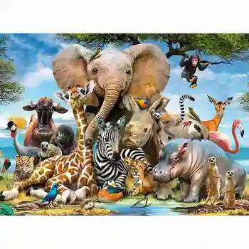 

50*70cm 1000 Pieces Animals Jigsaw Jungle Scene Elephant Lion Paradise Puzzle for Adults Kids Assembling Puzzle Games Gift