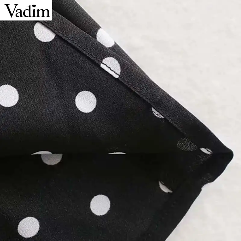 Женское элегантное платье vadim, черное платье в горошек, длинный рукав, женский с эластичной талией, повседневные уютные платья до середины икры, vestidos QC840