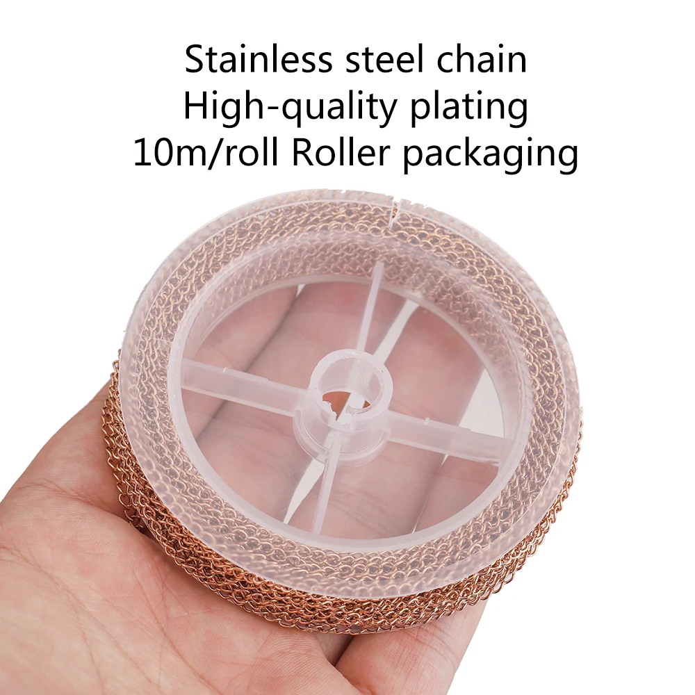 Elegant 18K Gold Stainless Steel Chains for DIY Jewelry Making - 10m Roll