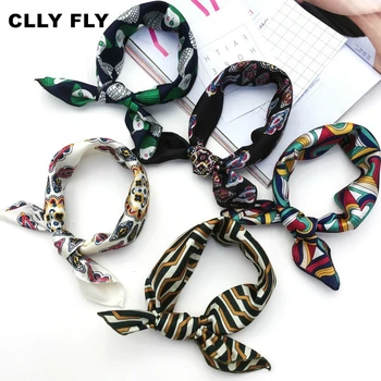 

Women Elegant Square Silk Scarf Floral Dot Print Shawl All-match Wrap Foulard Femme Hair Tie Band Neck Wear Bandana 50X50CM