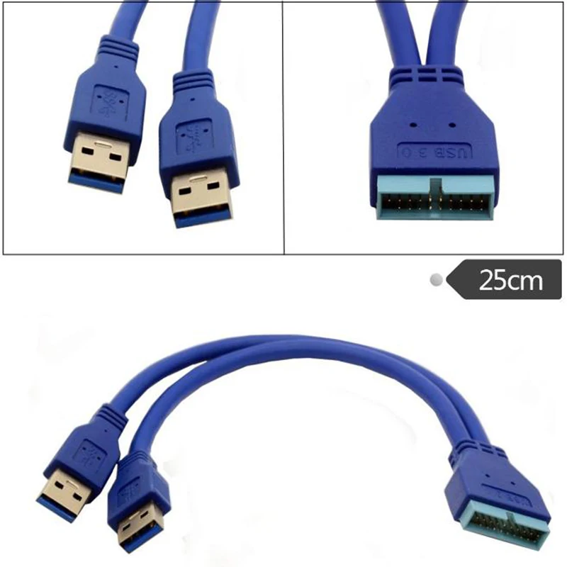 Настольный 5 ГБ/сек. 2AM-20 Pin USB 3,0 разъем мама к двойной USB3.0 кабель материнская плата