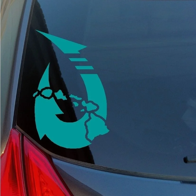 Hawaiian fish hook vinyl sticker decal island Maui Hawaii Lanai Kona