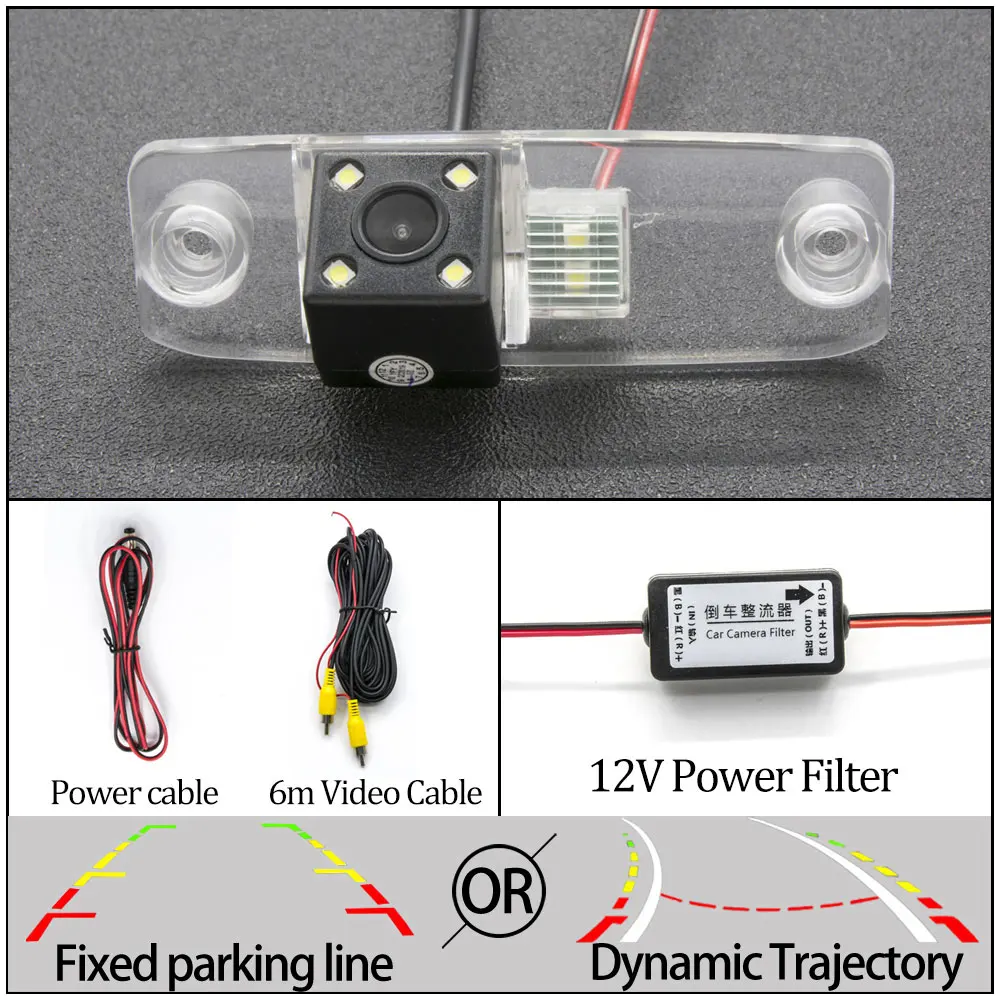 Фиксированная или динамическая траектория Автомобильная камера заднего вида для KIA Ceed Carens/Rondo Mohave Borrego Автомобильная резервная принадлежности для парковки - Название цвета: 4LED Camera N Filter
