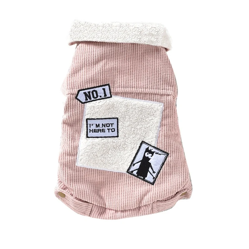 Хлопковое зимнее хлопковое пальто для питомцев, куртка для собак с кашемировой подкладкой, теплая одежда для щенков, уличная одежда для собак - Цвет: Розовый