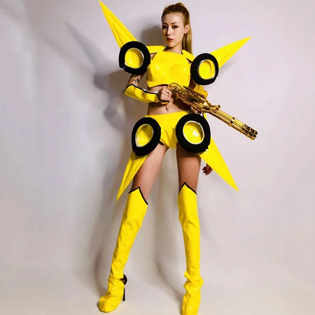 Nightclub Bar Dj Ds Stage Costumes Women Cosplay Party Clothes Sexy Yellow  Female Warrior Suit Rave Performance Wear Dn6358-1 - Jazz - AliExpress