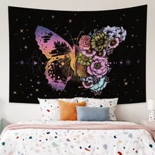 

Laeacco Psychedelic Butterfly Pattern Tarot Cards Tapestries Mandala Wall Carpets Dorm Decor Starry Sky Carpet