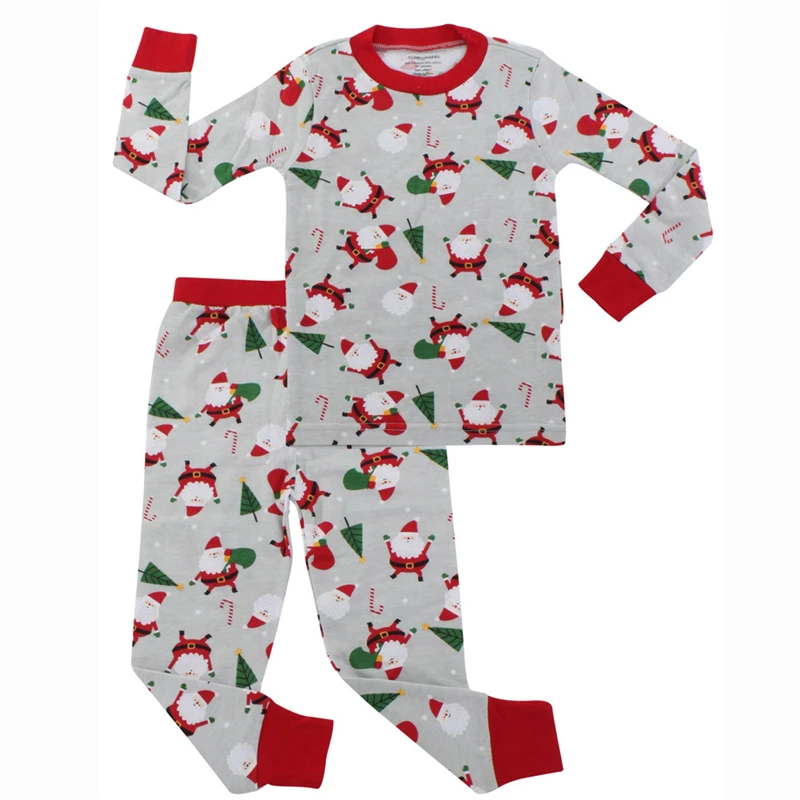 Рождественские одинаковые пижамы для всей семьи, комплекты пижам, Рождественский красный топ с надписью, длинные штаны с принтом Санты, комплект из 2 предметов, повседневная одежда для сна, Ночная одежда - Габаритные размеры: Gray Top 2T