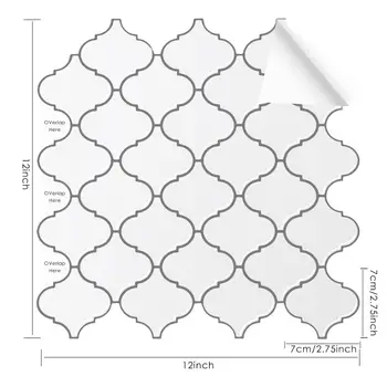 

New Design White Pattern Waterproof Wall Sticker Strong Adhesive 3d Wall Tiles DIY Self Adhesive Tiles ---1 Sheet