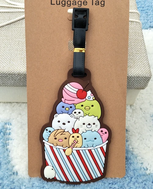 Sumikko gurashi мороженое аниме Багажная Бирка ПВХ подвеска переносная дорожная этикетка чемодан ID багаж держатель бирки новые подарки унисекс - Цвет: see chart2