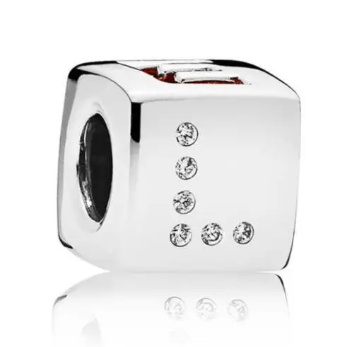 Подвеска-Шарм из серебра 925 пробы квадратные любовные кости с хрустальными