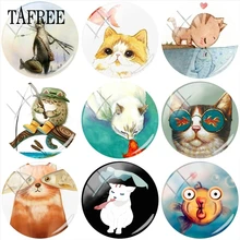 TAFREE прекрасный мультяшный кот и рыба художественная Живопись 12
