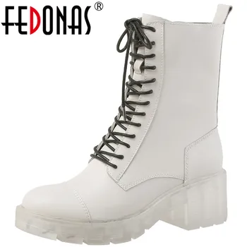 

FEDONAS Fashion Wedding Party Shoes Woman Heels 2020 Autumn Winter Genuine Leather High Heels Boots Side Zipper Ankle Boots