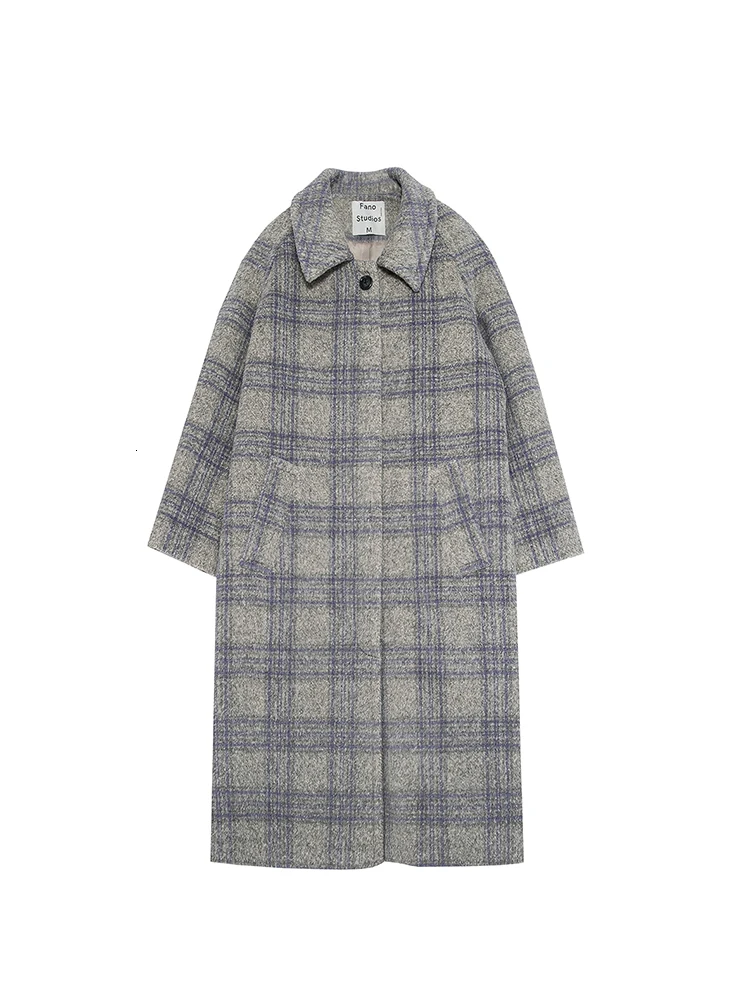Abrigos mujer invierno, Женская Повседневная Свободная зимняя Длинная шерстяная куртка в клетку, шерстяное пальто, плотное теплое пальто casaco