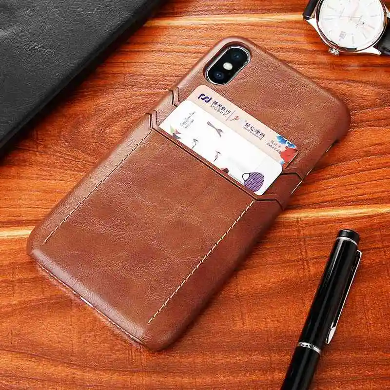 

Business Brown Leather Case For iPhone 11 Pro Max 11 Pro 11 Dual Card Slots PU Hard Case For iPhone XS Max XR XS X 7 8 6 6S Plus