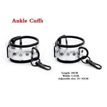 Adjustable Transparent PVC Handcuffs Ankle Cuffs Collar Neck Manacle BDSM Bondage Restraints Shackles Fetish Sex Toy for Couples 3