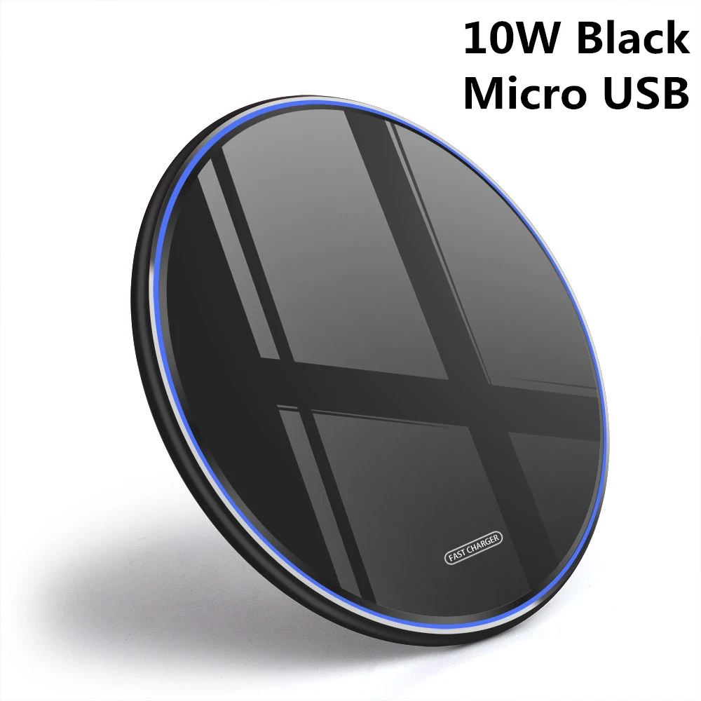 FDGAO 15 Вт Быстрое беспроводное зарядное устройство для iPhone 11 Pro XS XR X 8 Airpods samsung S10 S9 S8 Note 10 9 USB C 10W Qi Быстрая зарядка - Цвет: 10W Black Micro USB