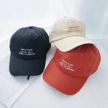 Harajuku корейский чистый цвет письмо Мягкий Топ Мужская бейсболка и женщин Джокер досуг время Джокер дышащая фуражка