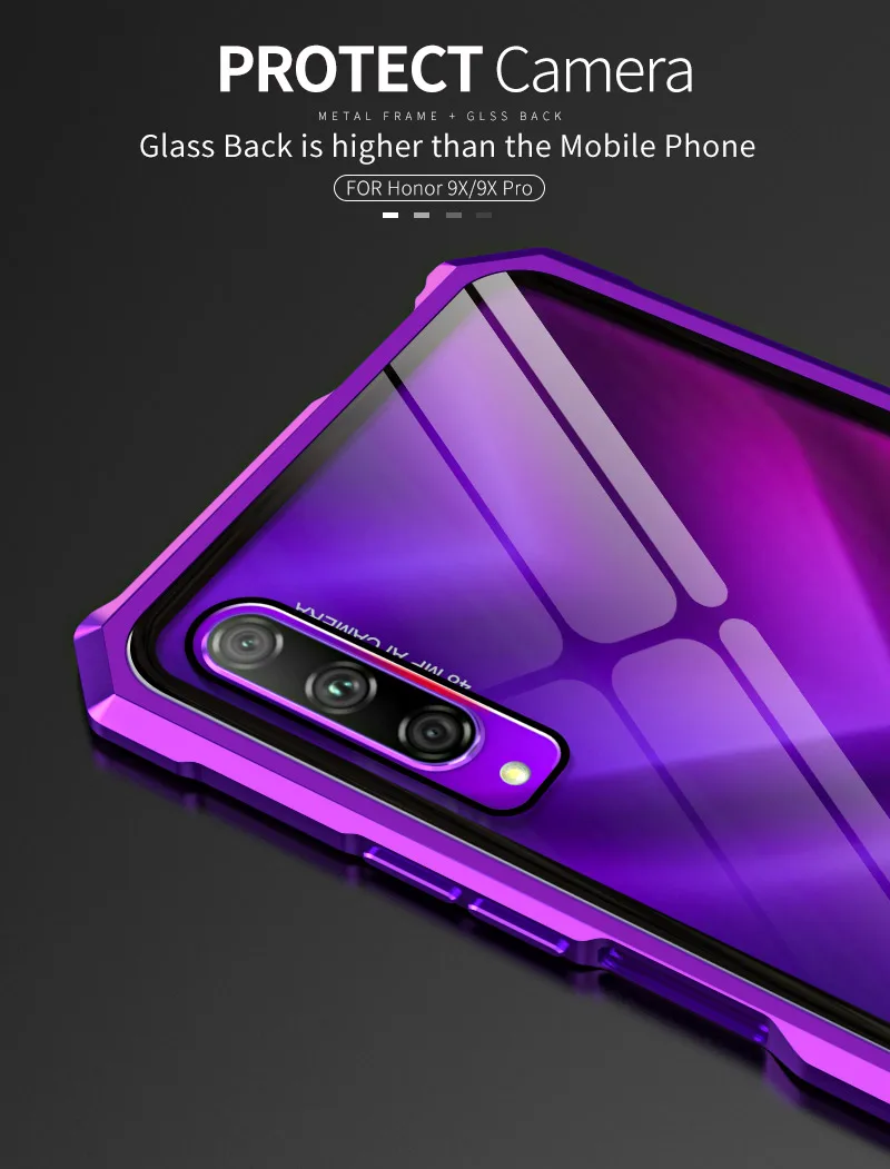Роскошный металлический корпус чехол для huawei Honor 9X чехол тонкий прочный алюминиевый сплав защитная рамка чехол для huawei Honor 9X Pro Чехол
