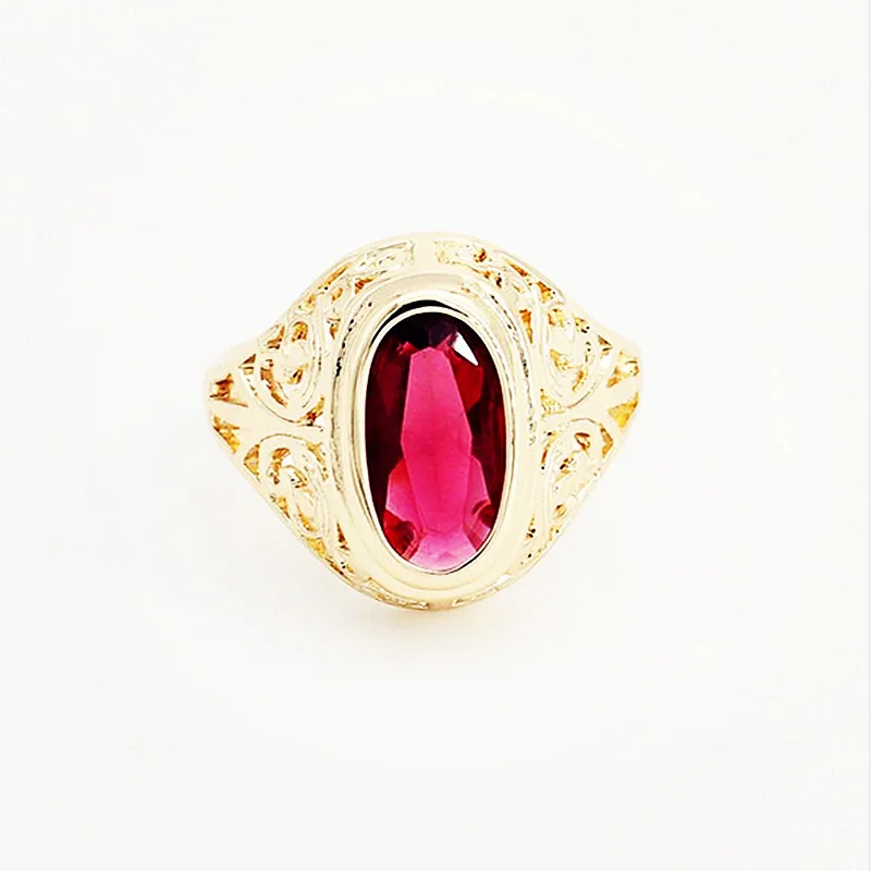 Кольцо из розового золота 2020 пробы с фианитом и овальным красным камнем|wedding rings|men