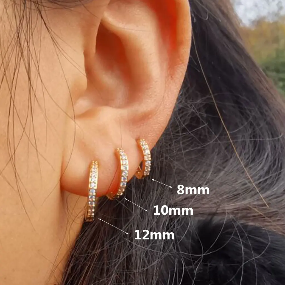 Hoop Earrings 1 Piece Exquisite Crystal Zircon Tiny Circle for Women Rainbow Cartilage Helix Tragus Earring Stud Body Piercing