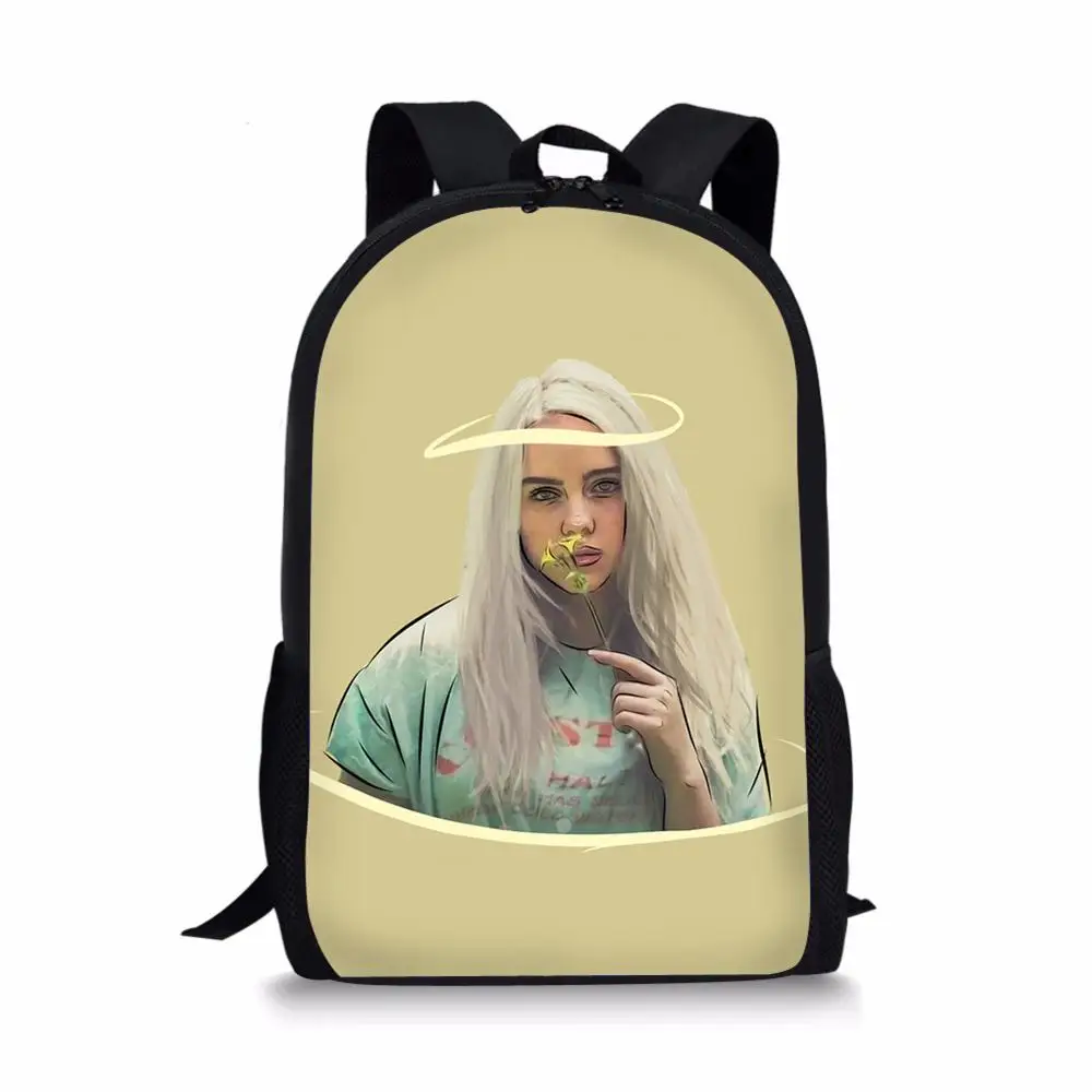 ELVISWORDS Billie Eilish милый мультяшный модный рюкзак большой емкости для девочек-подростков, повседневные школьные сумки для начальной школы - Цвет: HMQ018C