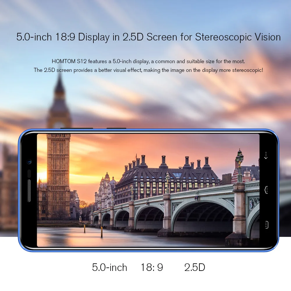 HOMTOM S12 полный Экран мобильный телефон 1 Гб + 8 5 0 дюймов Android 6 4 ядра 8MP 2MP Сзади