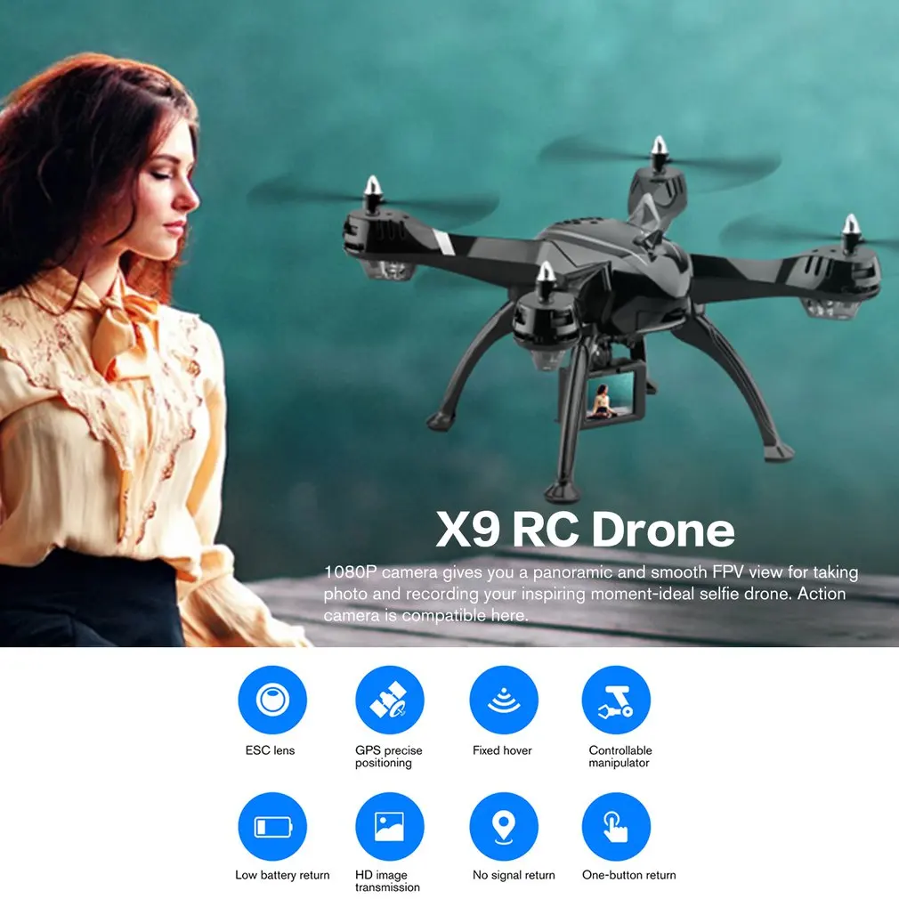 Дрон с GPS с 1080P HD камерой 5G FPV живое видео Радиоуправляемый Дрон Следуйте за мной бесщеточный удерживающий высоту Спортивная камера самолет