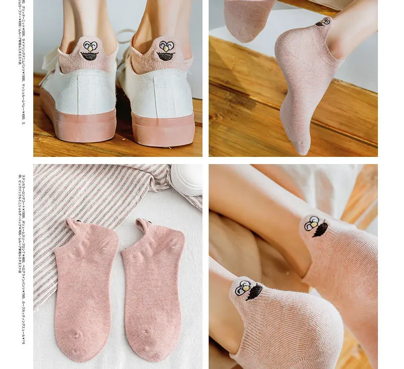 Kawaii вышитые выразительные женские носки счастливые Модные ботильоны забавные Женские носочки хлопковые летние яркие цвета 20 шт = 10 пар/лот