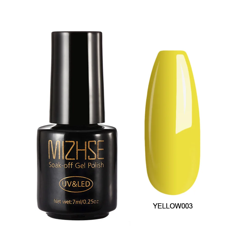 yellow003 MIZHSE полуперманентный Цветной Гель-лак для ногтей Быстросохнущий УФ-светодиодный Гель-лак 7 мл Гель-лак для ногтей покрытие DIY гель для маникюра - Цвет: yellow003