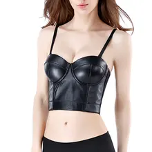 Модная майка для ночного клуба, сексуальная майка на бретельках из искусственной кожи, майка на бретельках, топики для фитнеса