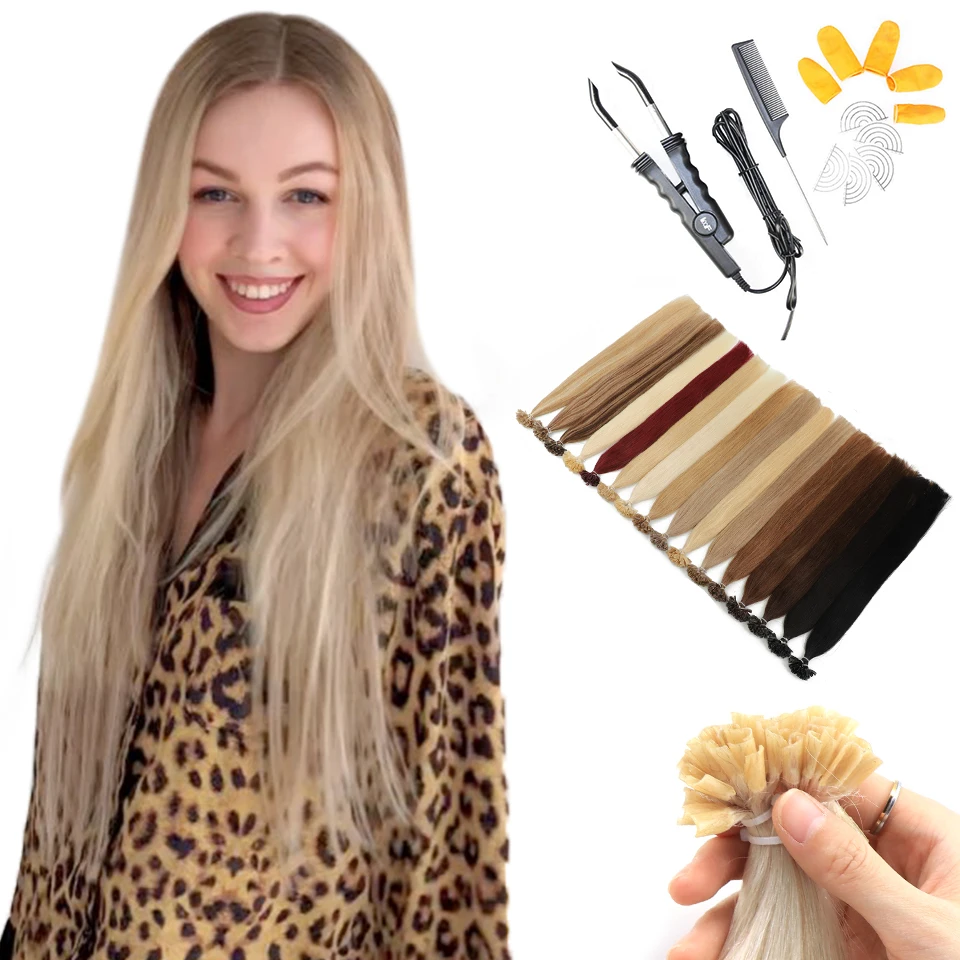 MRSHAIR DIY Hair Extensions with Tools Keratin Hair Extensions U tip