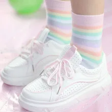 Jeseca, корейские Модные Полосатые Носки ярких цветов для женщин, японские милые носки для девочек, Женские винтажные уличные носки в стиле Харадзюку