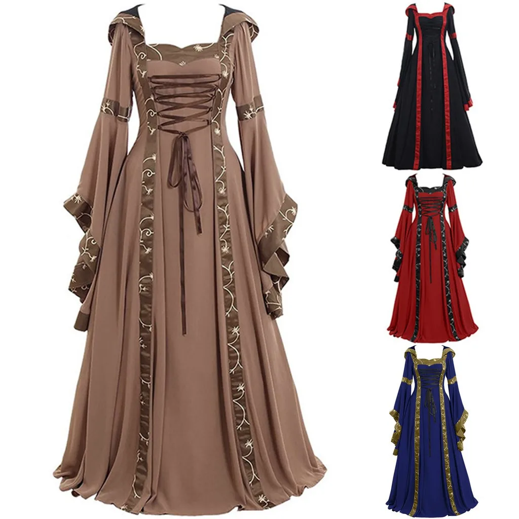 Средневековые костюмы для косплея для женщин на Хэллоуин, карнавал, средневековье, сценическое, готическое, ретро, Корт, платье Виктории, S-5XL, 905