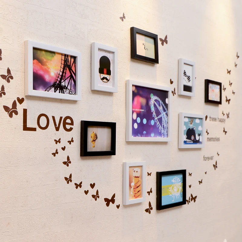 

New Style Photo Frames Set 10pcs/set Wall Hanging Photo Frame Combination High Quality Picture Frames For Picture Living Room