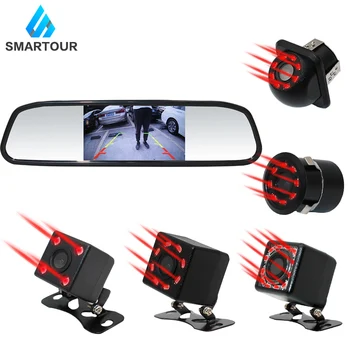 

Smartour 4.3" Car Rearview Mirror Monitor Auto Parking System + LED Night Vision Backup Reverse Camera CCD Car Rear View Camera