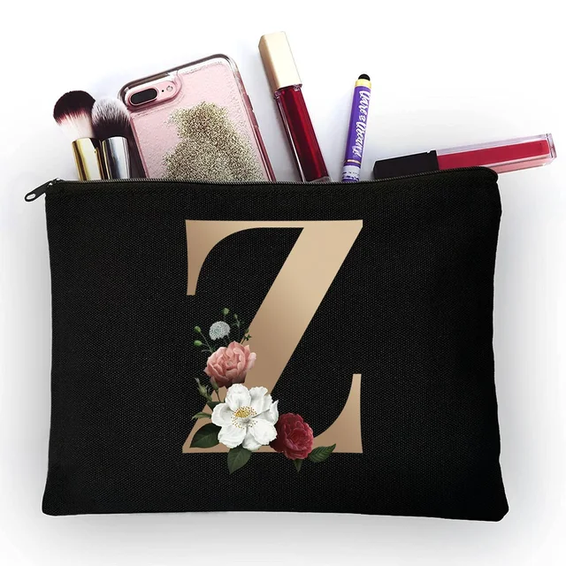 Girl Makeup Bag Golden Letter Pattern Classic Organizer Bag Pouches for Travel Bags Pouch Women's Cosmetic Bag 4gold Z