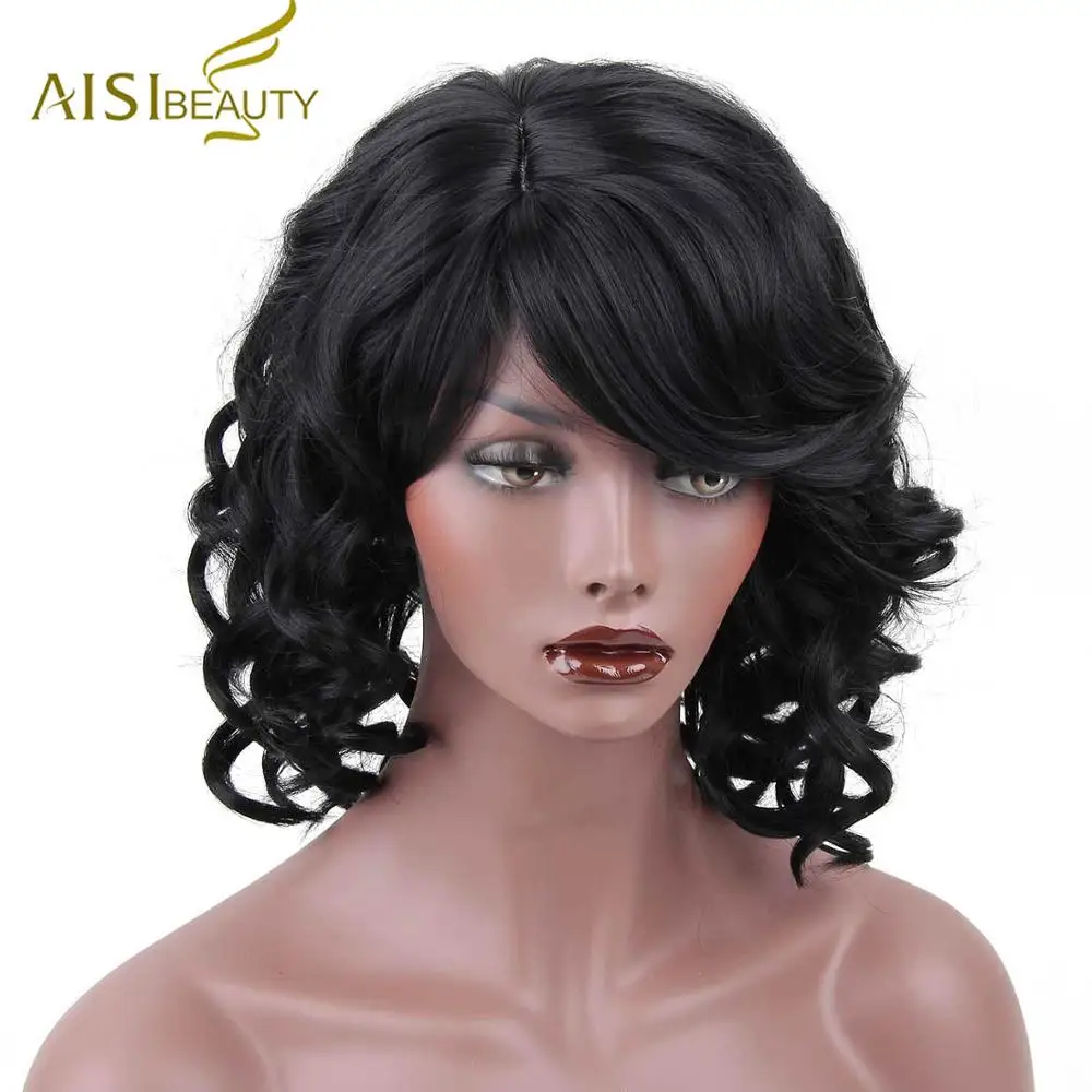 AISI BEAUTY красные черные синтетические парики для женщин короткие волнистые парики с челкой высокотемпературные волокна парики