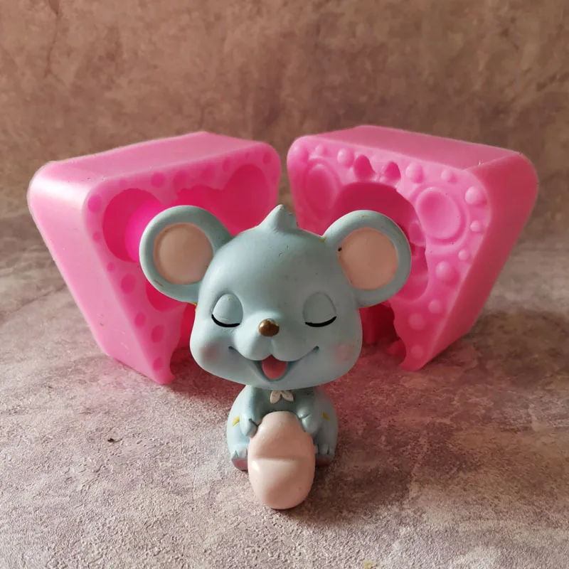 Симпатичные 3D мыши шоколада силиконовые формы для торта Топпер украшения год свеча делая форму животных штукатурка смолы формы