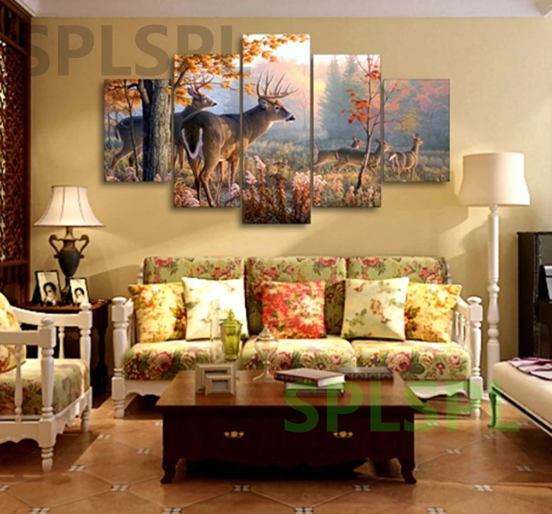 5 шт. настенная Картина на холсте с изображением животных | Дом и сад