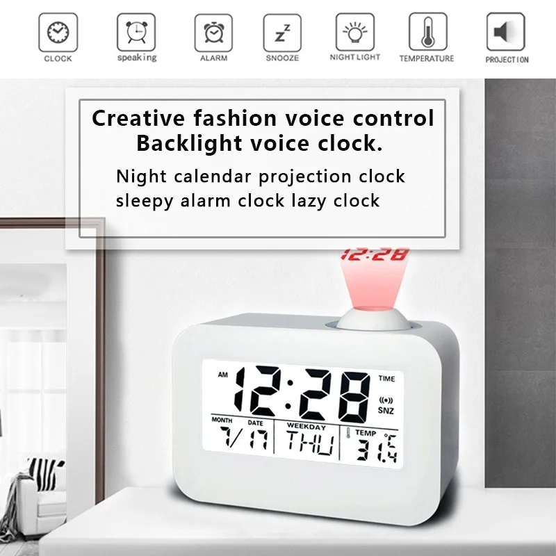 ЖК Проекционные часы электронные настольные прикроватные часы говорящие проекционные часы цифровой будильник с проекцией времени