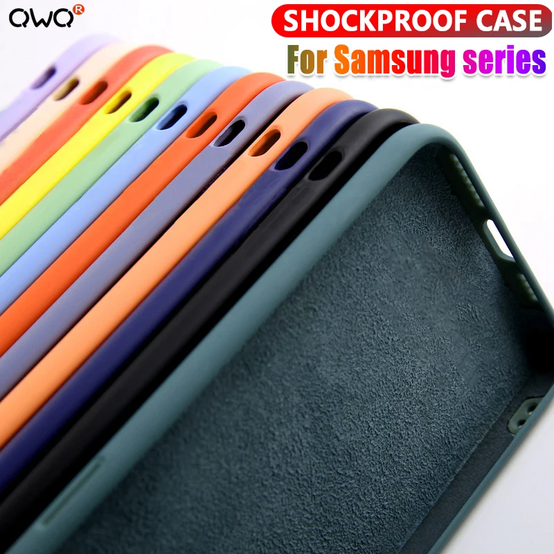 Liquid Silicone Case For Samsung Galaxy A51 A71 A50 A70 A10 A20 S20 Plus Solid Candy Note 8 9 10 S8 S9 S10 Plus Shockproof Cover