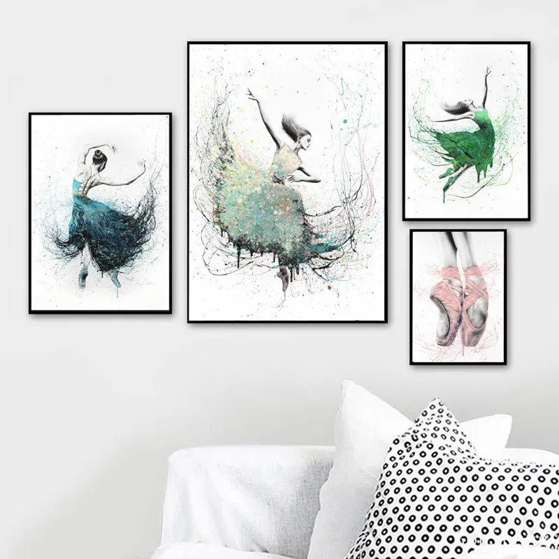 Home Decor Canvas Painting Wall Art Prints Abstract Ballerina Dance Modern Modular Pictures Nordic Poster For Bedroom | Дом и сад