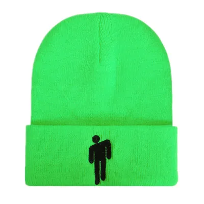 Green Billie Eilish Beanie, 15 цветов, вязаная зимняя шапка, одноцветная, в стиле хип-хоп, вязанная шапка Skullies, шапка, аксессуар для костюма, подарки, теплая зимняя шапка - Цвет: Green